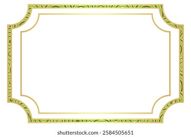 Vector golden elegant frame with green vintage pattern isolated on a transparent background - Powered by Shutterstock - Get 15% off with code: PIKWIZARD15