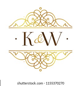 Vector golden element, monogram identity for design template. Luxury ornament in Eastern style. Premium floral illustration. Ornate decor, frame for invitation, card, logo design, label, badge, tag.