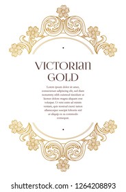 Vector golden elements, decoration for design template. Luxury ornament in Victorian style. Premium floral illustration. Ornate decor, frame for invitation, card, certificate. A4 page size.