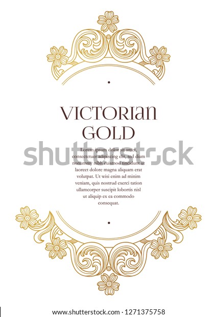 Vector\
golden elements, decoration for design template. Luxury border with\
ornament in Victorian style. Premium floral illustration. Ornate\
decor, frame for invitation, card,\
certificate.