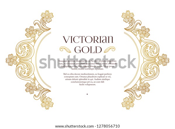 Vector\
golden elements, decoration for design template. Luxury border with\
ornament in Victorian style. Premium floral illustration. Ornate\
decor, frame for invitation, card,\
certificate.