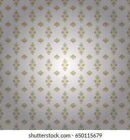 Vector golden elements for vignettes and borders or design template. Seamless pattern in Victorian style on a white background. Luxury floral frames and ornate decor.