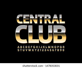 Vector golden emblem Central Club. Stylish rich Font. Luxury Alphabet Letters and  Numbers.