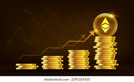 Vektor golden äthereum eth Growth Blockchain Technologie Konzept