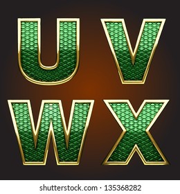 Vector golden figure with green