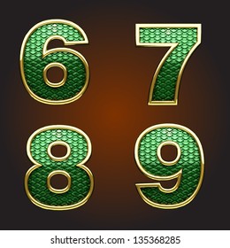 Vector golden figure with green