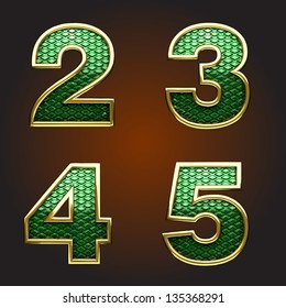 Vector golden figure with green