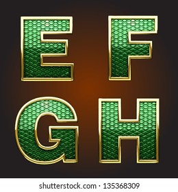 Vector golden figure with green