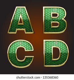 Vector golden figure with green