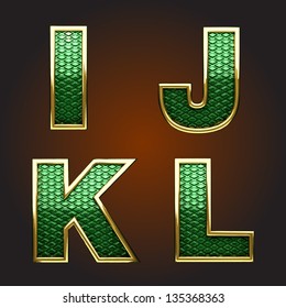 Vector golden figure with green