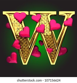 Vector golden figure with hearts