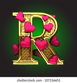 Vector golden figure with hearts