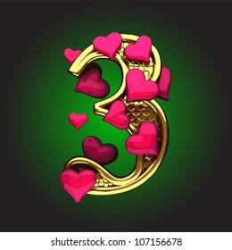 Vector golden figure with hearts