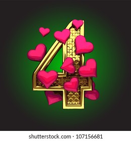 Vector golden figure with hearts