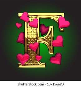 Vector golden figure with hearts