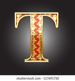 Vector golden figure with red wood