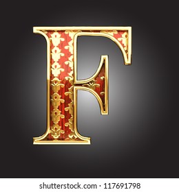 Vector golden figure with red wood