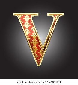 Vector golden figure with red wood