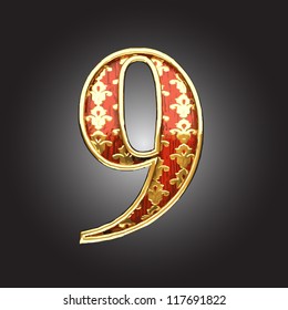 Vector golden figure with red wood