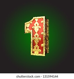 Vector golden figure with red wood