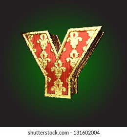 Vector golden figure with red wood