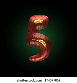 vector golden figure with red wood