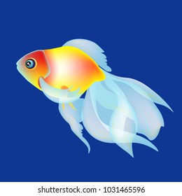 Vector golden fish on the dark blue beckgound, element for design works