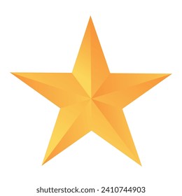 Vector golden fivepointed star on white background.