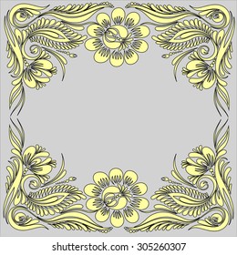 vector golden floral pattern, an ethnic Ukrainian ornament, Decorative frame corner