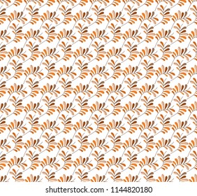 Vector Golden Floral Seamless Pattern. Decorative Plant Background. Fabric Ornament texture with leaves and flowers.