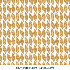 Vector Golden Floral Seamless Pattern. Decorative Plant Background. Fabric Ornament texture with leaves and flowers.