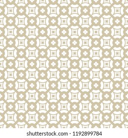 Vector golden floral seamless pattern. Luxury geometric background with flowers, circles, grid, lattice, repeat tiles. Simple abstract ornamental texture. White and gold ornament. Expensive design