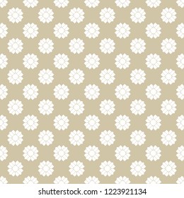 Vector golden floral seamless pattern. Elegant gold and white texture with repeating flowers. Abstract geometric ornamental background in oriental style. Luxury design for decor, wallpapers, cloth