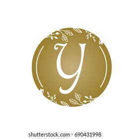 Vector Golden Florist Single Letter Y Logo