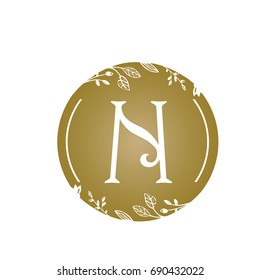 Vector Golden Florist Single Letter N Logo