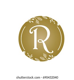 Vector Golden Florist Single Letter R Logo