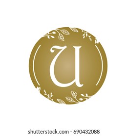 Vector Golden Florist Single Letter U Logo