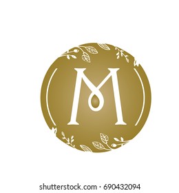 Vector Golden Florist Single Letter M Logo