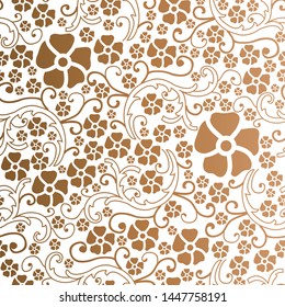 Vector Golden Flower With Bail Seamless Repeat Pattern Background