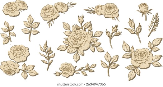 Vector golden flowers line background, gold peonies wallpaper. Vintage nature ornament, bloom luxury wedding graphic, botanical japanese pattern