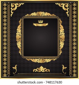 Vector golden frame with decorative elements