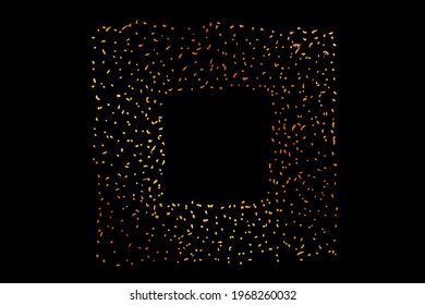 Vector Golden Frame from dot and Splat, Square Hole for Certificate, banner, flyer and other design element, at black background
