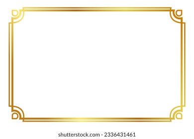cuadro de oro vectorial, contorno doble, para el diseño de certificado, de placa o de elemento lunar, en fondo blanco
