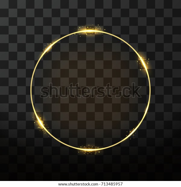 グロー効果を持つベクター画像の金色のフレーム 透明な背景にネオンサークルフレーム 金色のリング 輝く効果 ベクター画像 のベクター画像素材 ロイヤリティ フリー