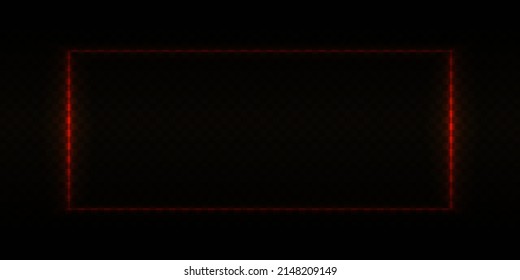 Vector golden frame with light effects. Shining rectangle banner. Isolated on a black transparent background. Vector illustration, eps 10.
