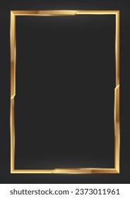 Vector golden frame with light effects on black background