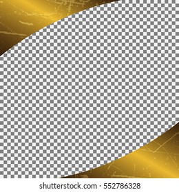 Vector golden frame with lights effects. Shining rectangle banner. Isolated on black transparent background, eps 10.