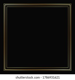 Vector golden frame on the black background. Isolated art deco design.