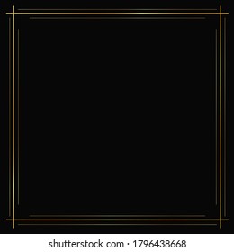 Vector golden frame on the black background. Isolated art deco design.