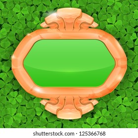 vector golden frame on clover background
